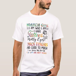 Camiseta Marche Garota Tatuagem Olhos Bonito Espessura Coxa
