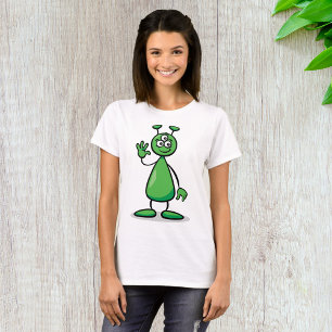 Camiseta Marciano Alien Verde de Três Olhos Cartoon