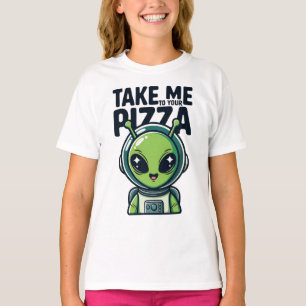 Camiseta Marciano Bonito Leve-me à Sua Pizza Astronauta