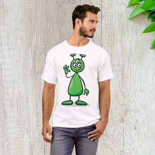 Camiseta Marciano Cartoon Alien Verde de Três Olhos