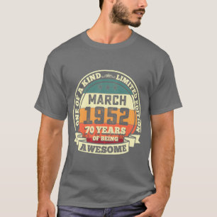 Camiseta Março 1952 70º 70 Anos De Ser um menino incrível