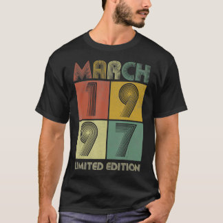 Camiseta Março 1997 Vintage 24 anos Retro 24th Birthda