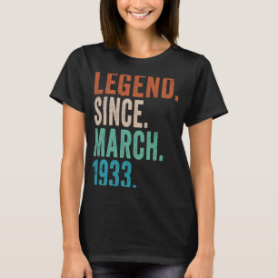 Camiseta Março De 1933 Vintage 90 Anos Retro 90 Birthda