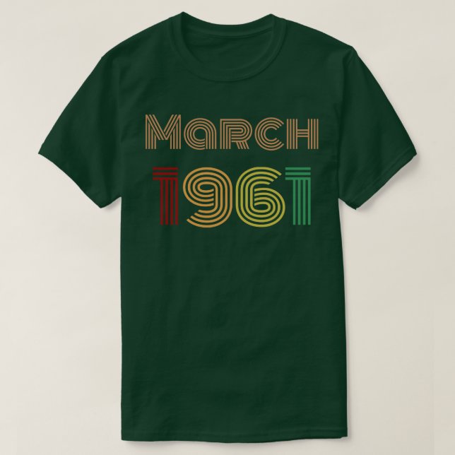 Camiseta Março de 1961 Aniversário Design (Frente do Design)