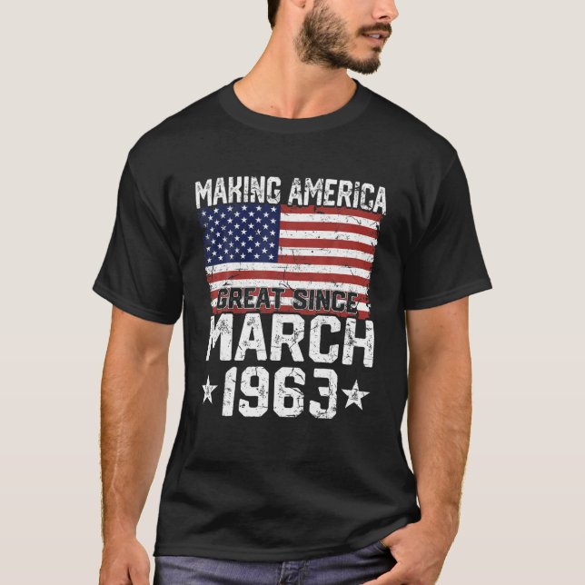 Camiseta Março De 1963 Bandeira Americana 58º Aniversário O (Frente)