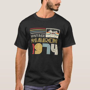 Camiseta Março De 1974 Cassete 48º Aniversário 48 Anos Ol