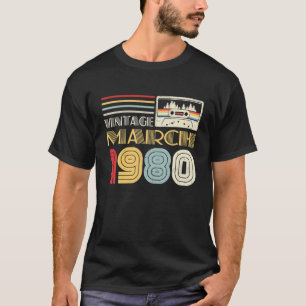 Camiseta Março De 1980 Cassete 42º Aniversário 42 Anos Ol