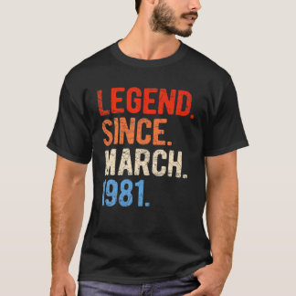Camiseta Março de 1981 aniversário de 40 anos de 40 anos pa
