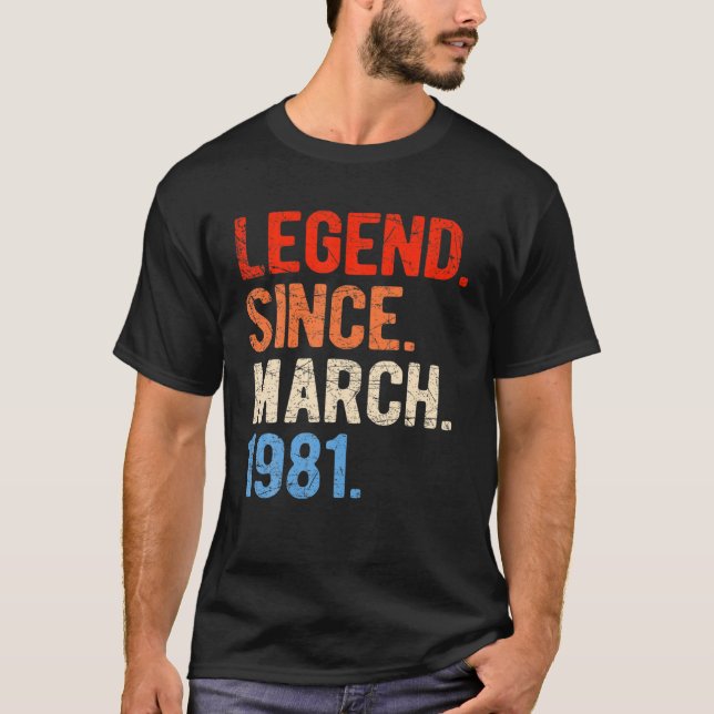 Camiseta Março de 1981 aniversário de 40 anos de 40 anos pa (Frente)