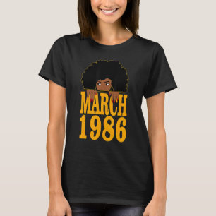 Camiseta Março de 1986 Aniversário de 36 anos Mulheres negr