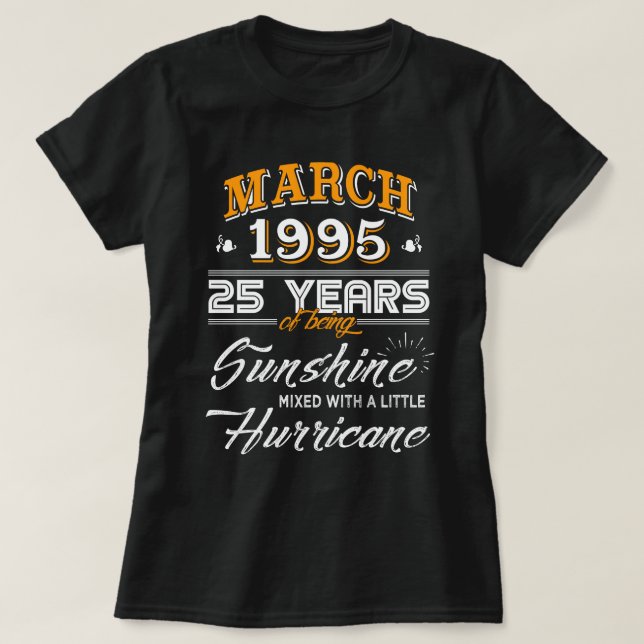 Camiseta Março De 1995 - 25 Anos De Presentes De Casamento (Frente do Design)