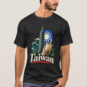Camiseta Marco de Arte de Viagem Vintage de Taiwan