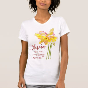 Camiseta Março flor de nascimento Watercolor Daffodil T-Shi