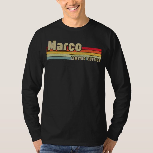 Camiseta Marco Gift Nome Personalizado Aniversário Engraçad (Frente)
