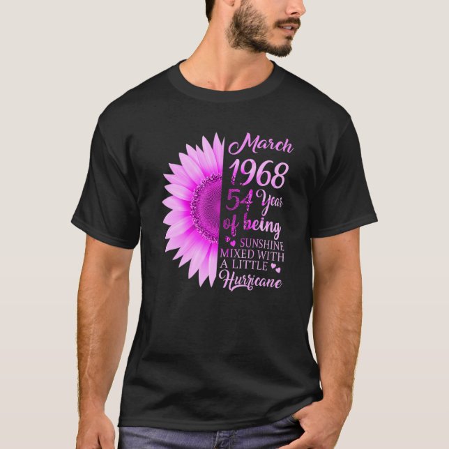 Camiseta Março Girl 1968 54 Anos 54 Anos Aniversário (Frente)