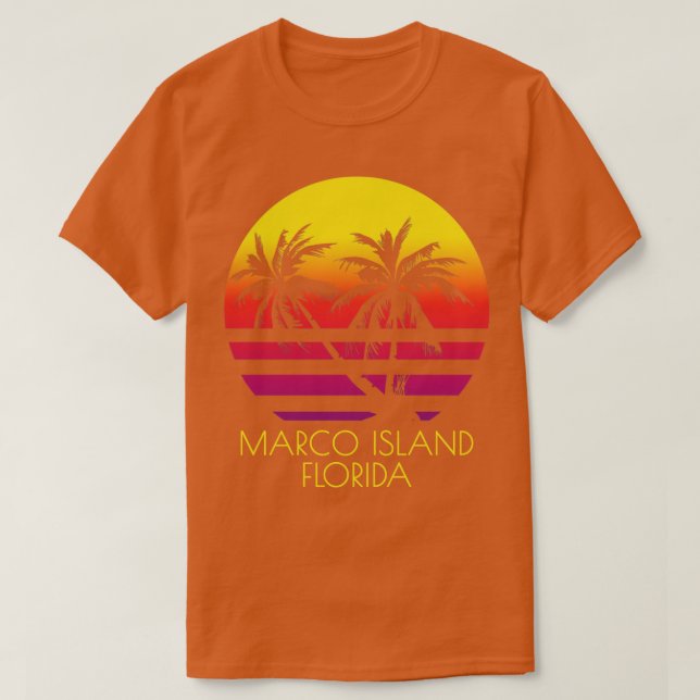 Camiseta Marco Island Beach Florida Palm Trees Tropicais Su (Frente do Design)