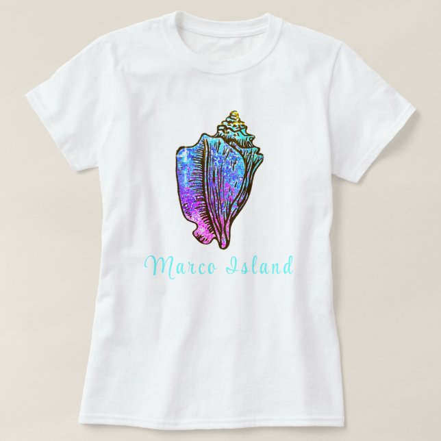 Camiseta Marco Island Bonito Conch Shell (Frente do Design)