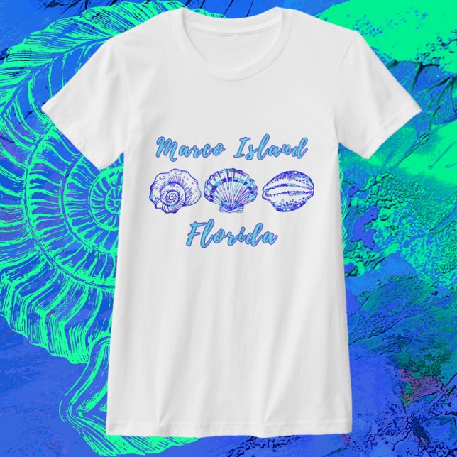 Camiseta Marco Island Bonito Ocean Blue Seashells (Criador carregado)