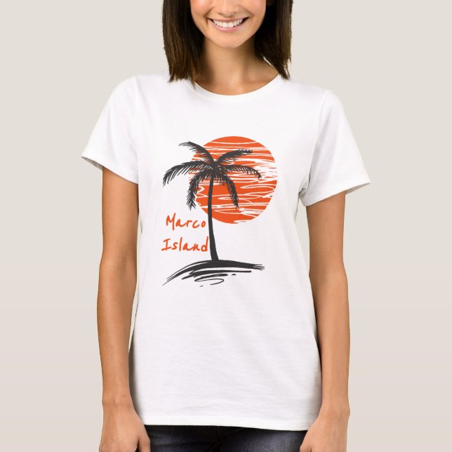 Camiseta Marco Island Florida Palm Tree (Frente)