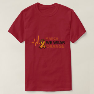 Camiseta Março Usamos Fita Laranja do Coração