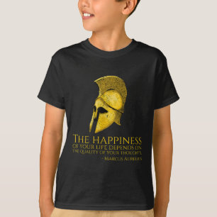 Camiseta Marcus Aurelius Stoic Citação Sobre A Felicidade -
