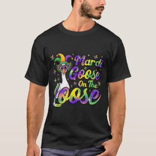 Camiseta Mardi Goose Solto Máscara de Ganso Engraçado e Bob