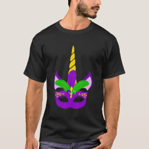 Camiseta Mardi Gras 2022 Unicorn Mardi Gras Mask Beads