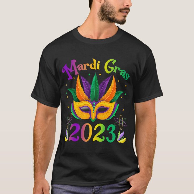 Camiseta Mardi Gras 2023 Costume Com Máscara (Frente)