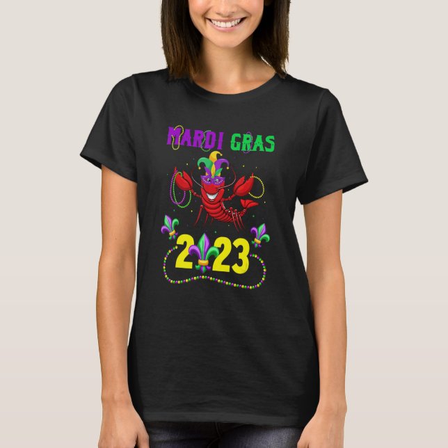Camiseta Mardi Gras 2023 Crawfish New Orleans Beads Carniva (Frente)