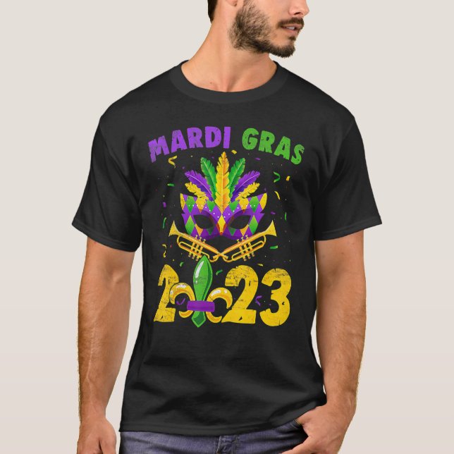Camiseta Mardi Gras 2023 Festival de Máscara de Miçanga Boy (Frente)