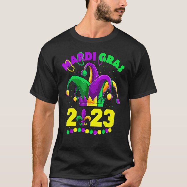 Camiseta Mardi Gras 2023 Jester Outfit Shirt, Kids Girl Boy (Frente)