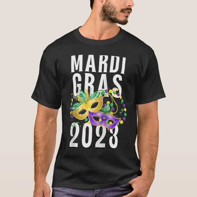 Camiseta Mardi Gras 2023 Mascarade Mask New Orleans Souveni (Frente)
