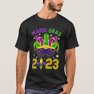 Camiseta Mardi Gras 2023 Miçangas Mascaradas Mulheres Menin