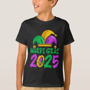 Camiseta Mardi Gras 2025 Máscara Penas Mardi Gras Family Co