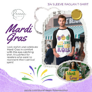 Camiseta Mardi Gras 3/4 Capa Raglan T-Shirt