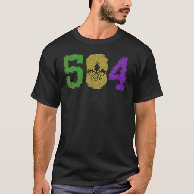Camiseta Mardi Gras 504 T Shirt Nola New Orleans Louisiana (Frente)