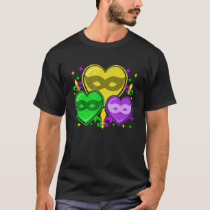 Camiseta Mardi Gras Adorava Corações Mascarando Mardi Gras 