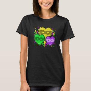 Camiseta Mardi Gras Adorava Corações Mascarando Mardi Gras
