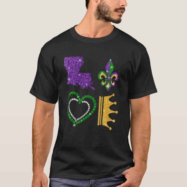 Camiseta Mardi Gras Adorava Mardi Gras Fleur De Lys Carnava (Frente)
