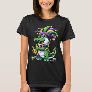 Camiseta Mardi Gras Alligator Jester Hat Carnaval Pará