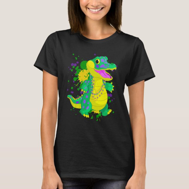 Camiseta Mardi Gras Alligator Paint Splatter For Men Women  (Frente)