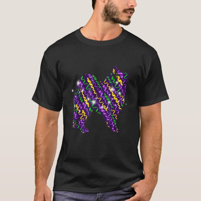 Camiseta Mardi Gras American Eskimo Dog Engraçado Presente (Frente)