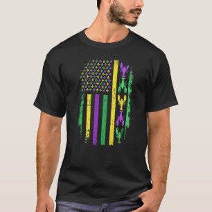 Camiseta Mardi Gras, bandeira americana, com lagosta New Or
