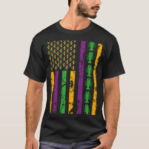 Camiseta Mardi Gras, bandeira americana, com lagosta New Or