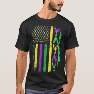 Camiseta Mardi Gras - Bandeira Americana Com Peixe-Giro Nov