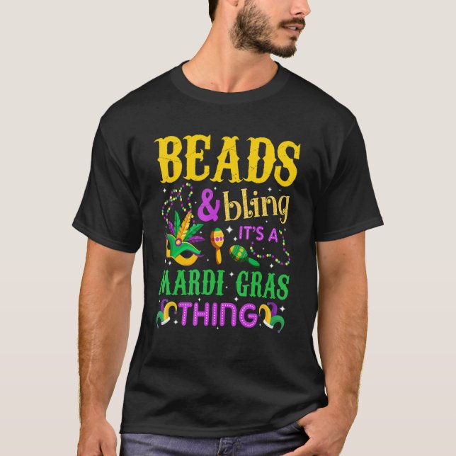 Camiseta Mardi Gras Beads And Bling It's A Mardi Gras Thing (Frente)