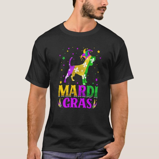 Camiseta Mardi Gras Beagle Dog Lover Carnival Jester Premiu (Frente)