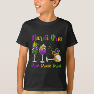 Camiseta Mardi Gras Bebe Máscara De Vinho De Bebado E Cl