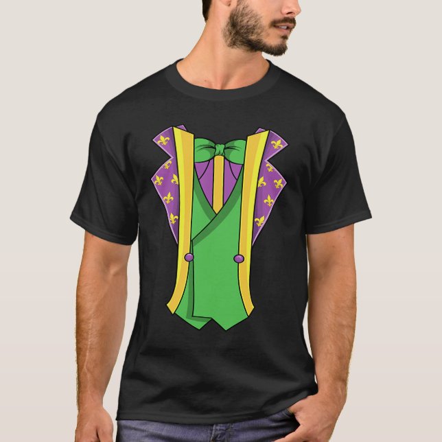 Camiseta Mardi Gras Bebendo Falso Suit Jaqueta Fleur De Lis (Frente)