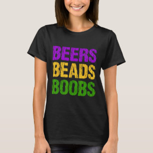 Camiseta Mardi Gras Beers Engraçadas Miçangas Vêm Tchau Div